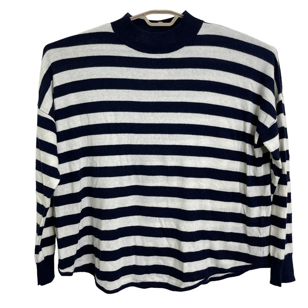 Madewell Ashbury Kelsey Navy Stripe Mockneck Sweater Wool Alpaca XXL NEW